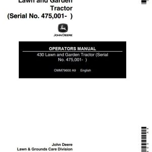 John Deere Lawn and Garden Tractor 430 Operators Manual 1