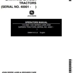 John Deere Lawn and Garden Tractors 110 110H Series Operators Manual