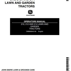 John Deere Lawn and Garden Tractors 210 212 214 Operators Manual