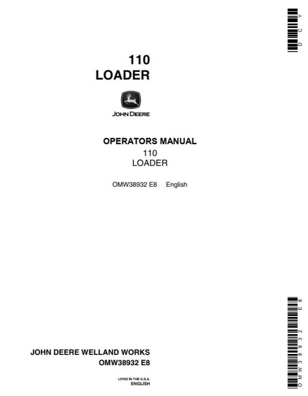 John Deere Loader 110 Operators Manual