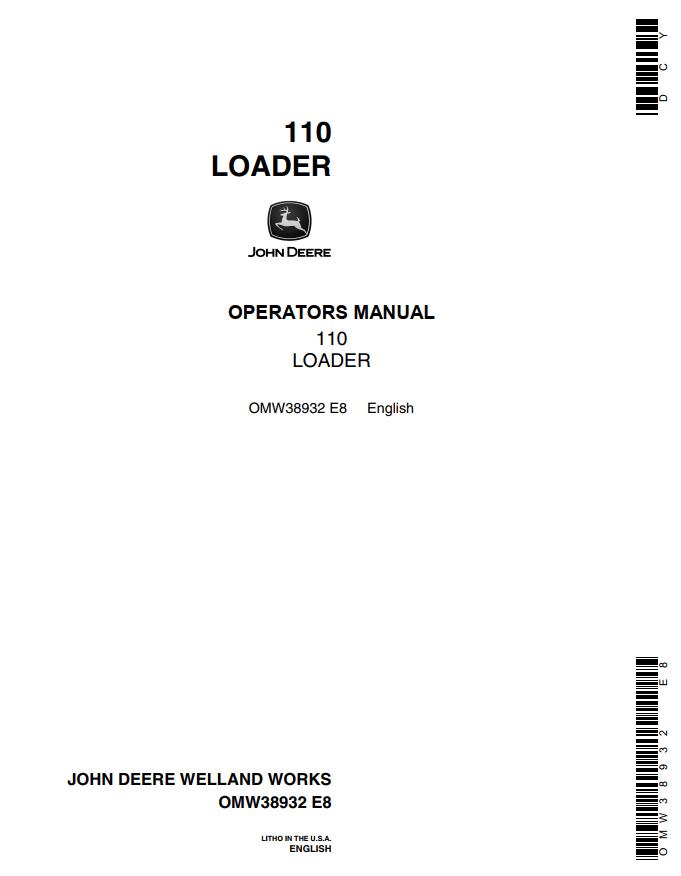 John Deere Loader 110 Operators Manual