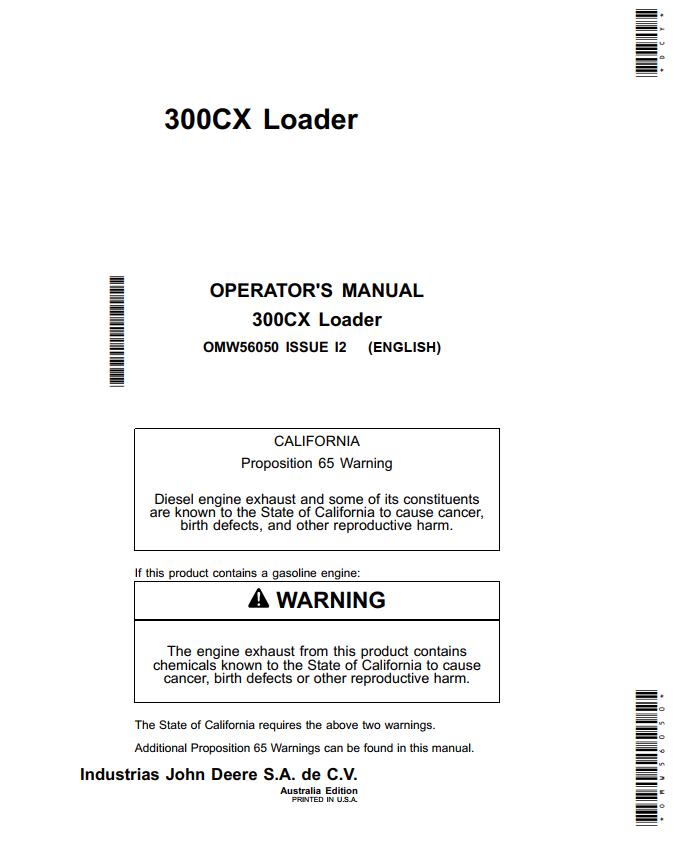 John Deere Loader 300CX Operators Manual