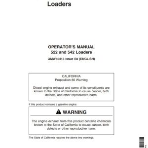 John Deere Loader 522 542 Operators Manual
