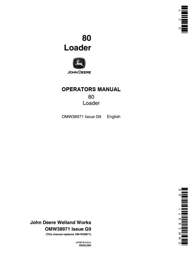 John Deere Loader 80 Operators Manual