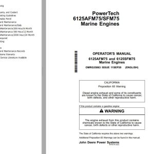 John Deere Marine Engines 6125AFM75 6125SFM75 Operators Manual