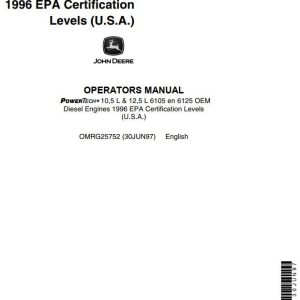 John Deere OEM Diesel Engines 105L 125L Operators Manual EN DK
