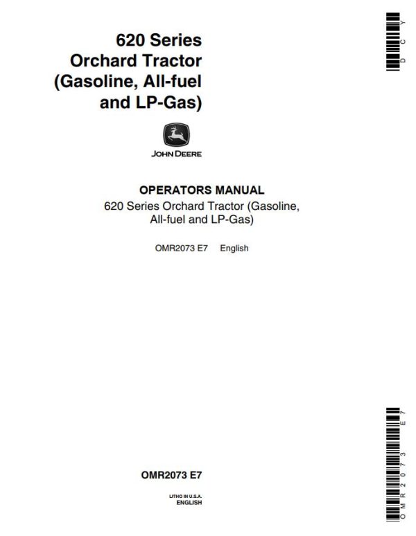 John Deere Orchard Tractor 620 Series Operators Manual