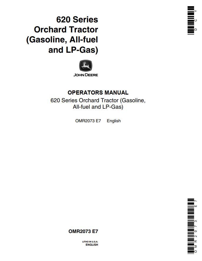 John Deere Orchard Tractor 620 Series Operators Manual
