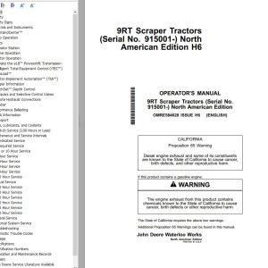 John Deere Scraper Tractor 9RT Operators Manual