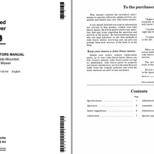 John Deere Side Mounted Mower 10 Operators Manual 1