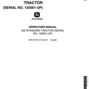 John Deere Standard Tractor 420 Operators Manual