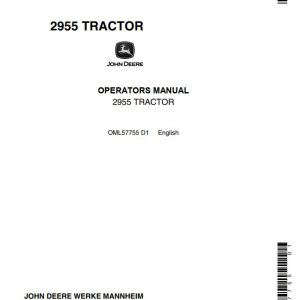 John Deere Tractor 2955 Operators Manual