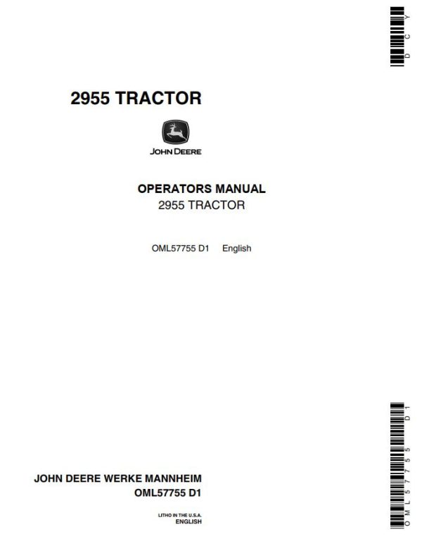 John Deere Tractor 2955 Operators Manual