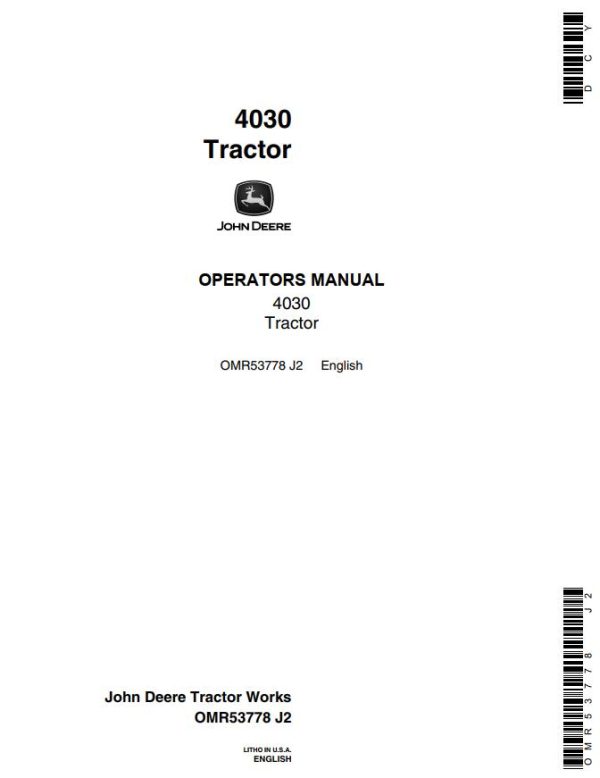 John Deere Tractor 4030 Operators Manual