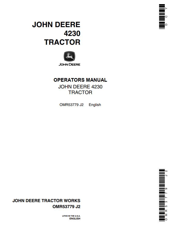 John Deere Tractor 4230 Operators Manual