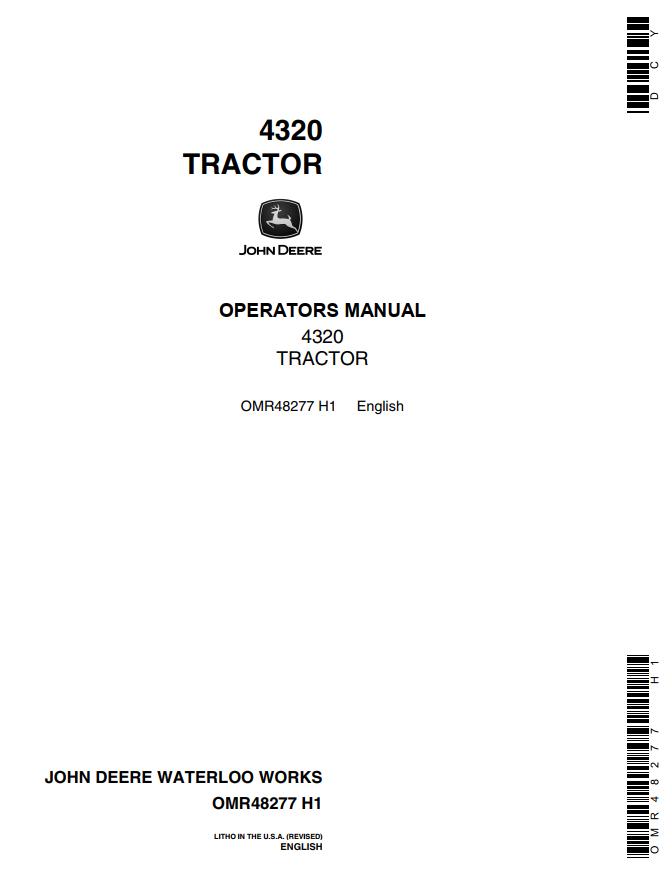 John Deere Tractor 4320 Operators Manual