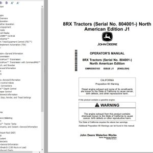 John Deere Tractor 8RX Operators Manual