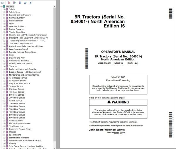 John Deere Tractor 9R Operators Manual