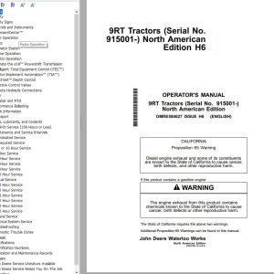 John Deere Tractor 9RT Operators Manual