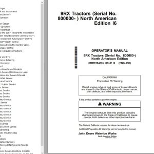 John Deere Tractor 9RX Operators Manual