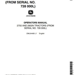John Deere Tractors 2755 2855N Operators Manual