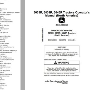 John Deere Tractors 3033R 3039R 3046R Operators Manual