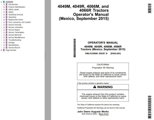John Deere Tractors 4049M 4049R 4066M 4066R Operators Manual