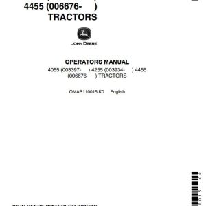 John Deere Tractors 4055 4255 4455 Operators Manual