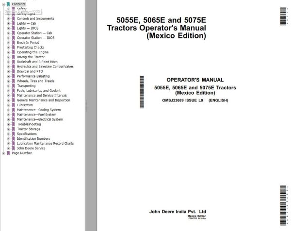 John Deere Tractors 5055E 5065E 5075E Operators Manual