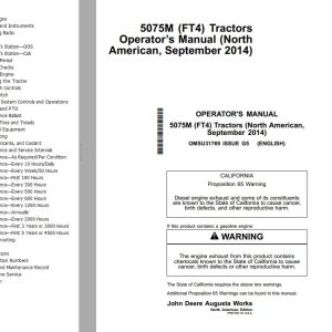 John Deere Tractors 5075M FT4 Operators Manual