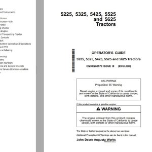 John Deere Tractors 5225 5325 5425 5525 5625 Operators Guide