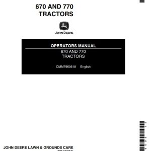 John Deere Tractors 670 770 Operators Manual