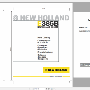 New Holland Crawler Excavator E385B PARTS CATALOGUE 1