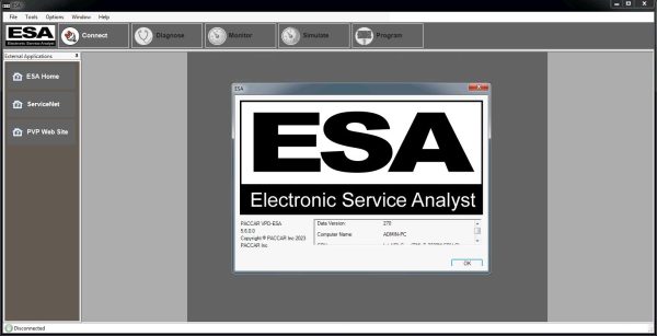 Paccar ESA Electronic Service Analyst 5.6.0 2023 Remote Installation 1