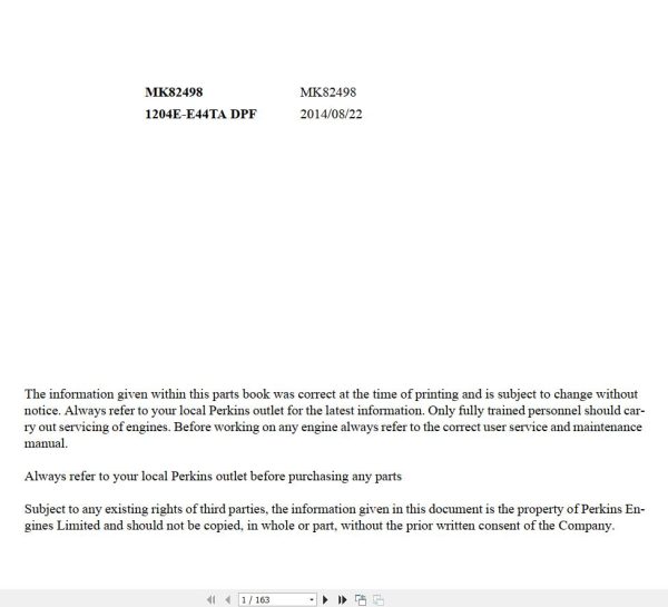 Perkins Engine 1204E E44TA Parts Manual