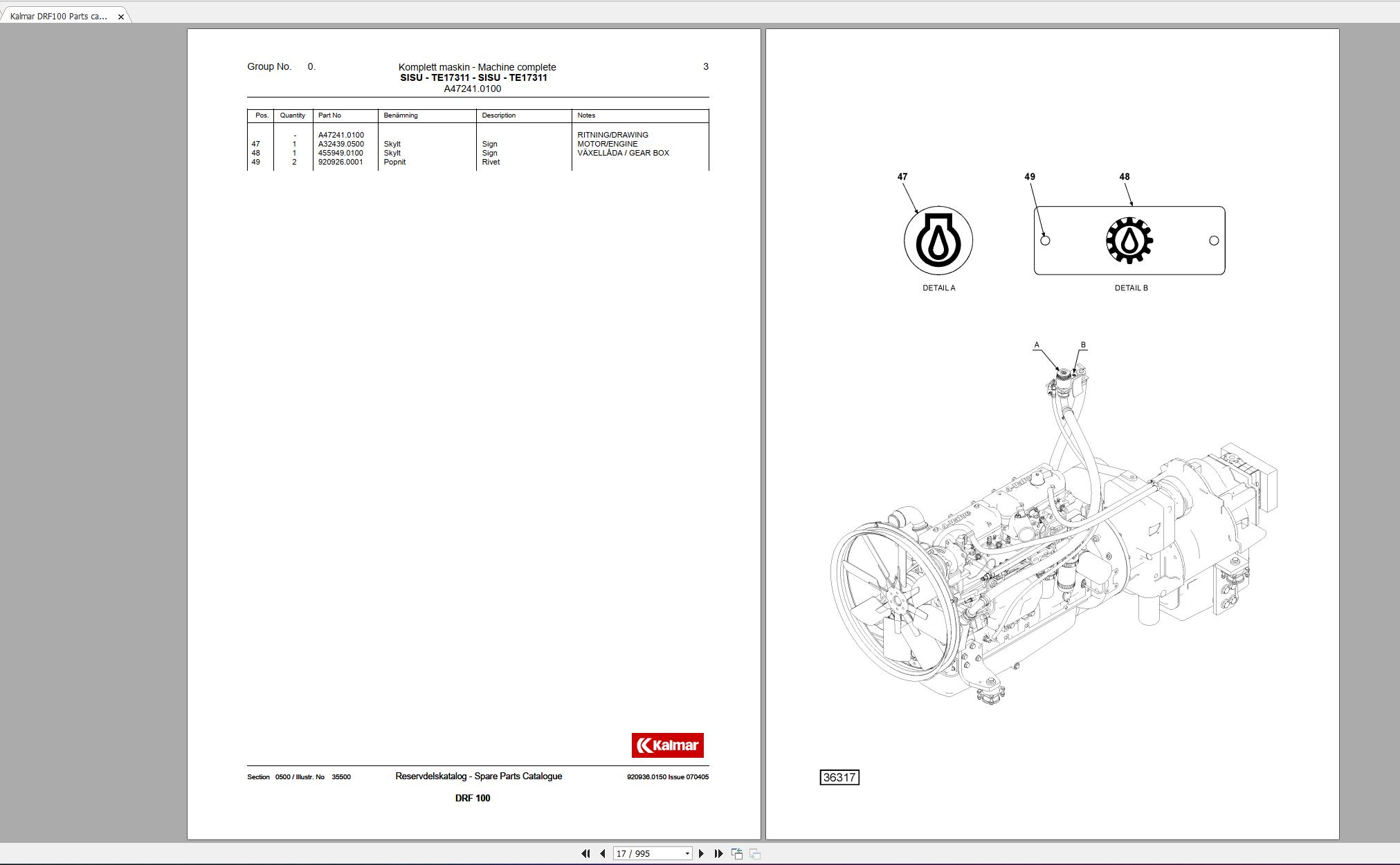 Kalmar DRF100 Parts Catalog