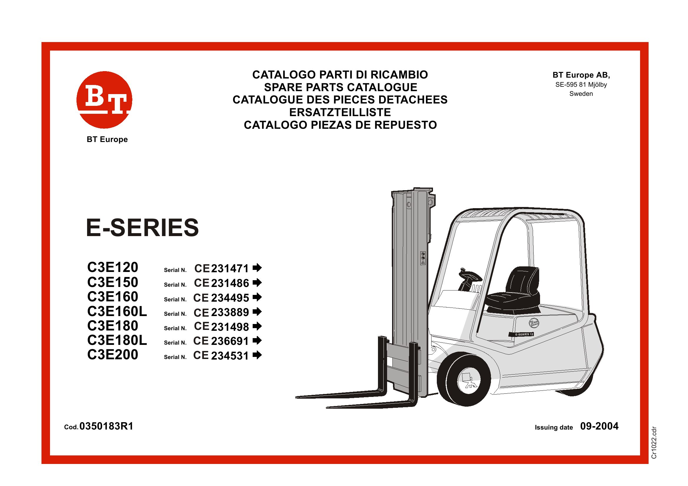 BT Forklift C3E120 to C3E200 Service Manual IT EN FR DE ES