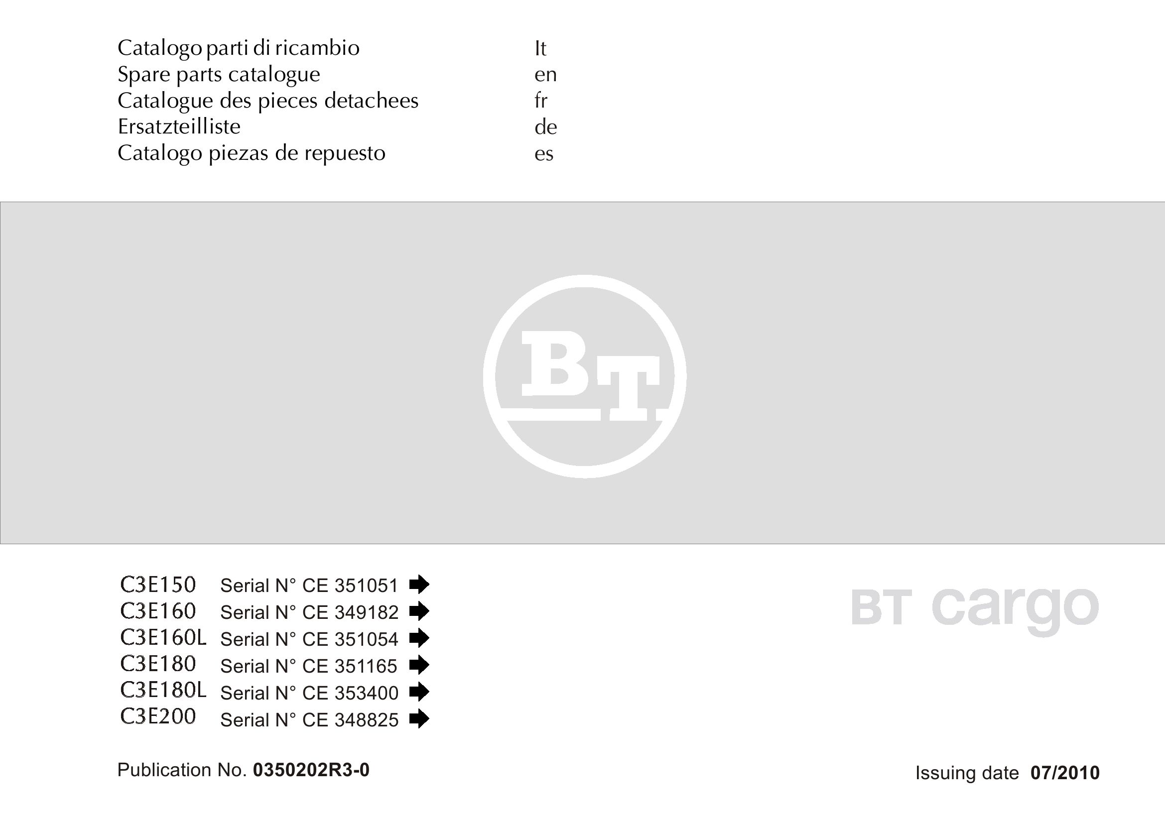 BT Forklift C3E150 to C3E200 Parts Catalog IT EN FR DE ES