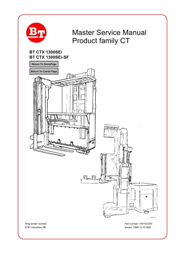 BT Forklift CTX 1300SEi SF Master Service Manual