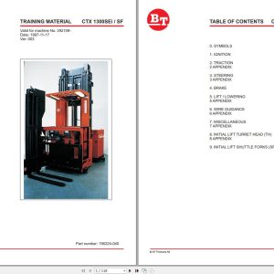 BT Forklift CTX 1300SEi SF Training Material