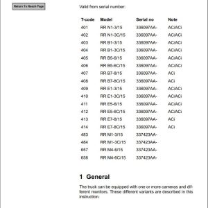BT Forklift Camera Equipment RRN 3 15 to RRM4 6C 15 Instruction Manual