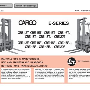 BT Forklift Cargo E Series Use and Maintenance Handbook EN IT DE