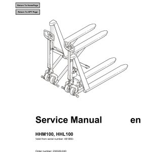 BT Forklift HHM100 HHL100 Service Manual