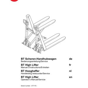 BT Forklift HL10 HLE10 STD I X Operators and Service Manual EN DE FR NL