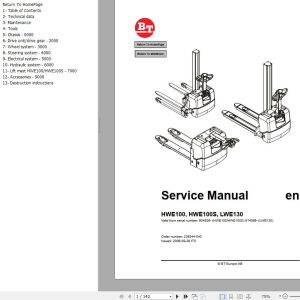 BT Forklift HWE100 HWE100S LWE130 Service Manual 1