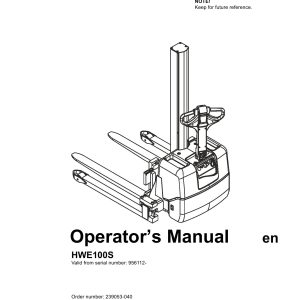 BT Forklift HWE100S Operators Manual