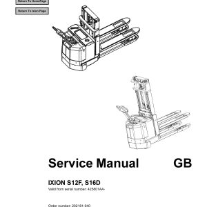 BT Forklift Ixion S12F S16D Service Manual 1