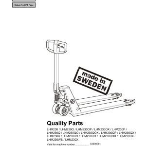 BT Forklift LHM230 Parts Catalog EN SV DE FR
