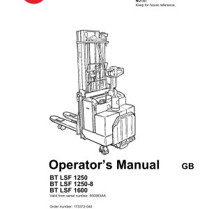 BT Forklift LSF1250 LSF1250 8 LSF1600 Operators Manual