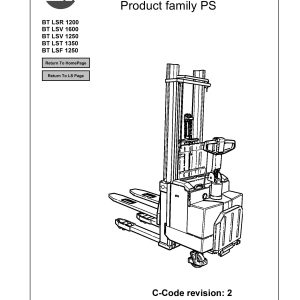 BT Forklift LSR1200 LSV1600 LSV1250 LST1350 LSF1250 Service Manual